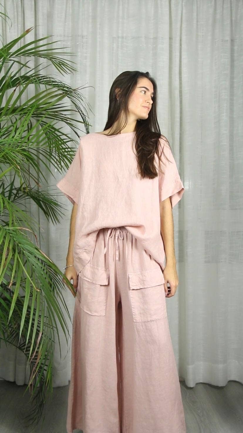 Ref-17831 BOW BLOUSE 100% LINEN