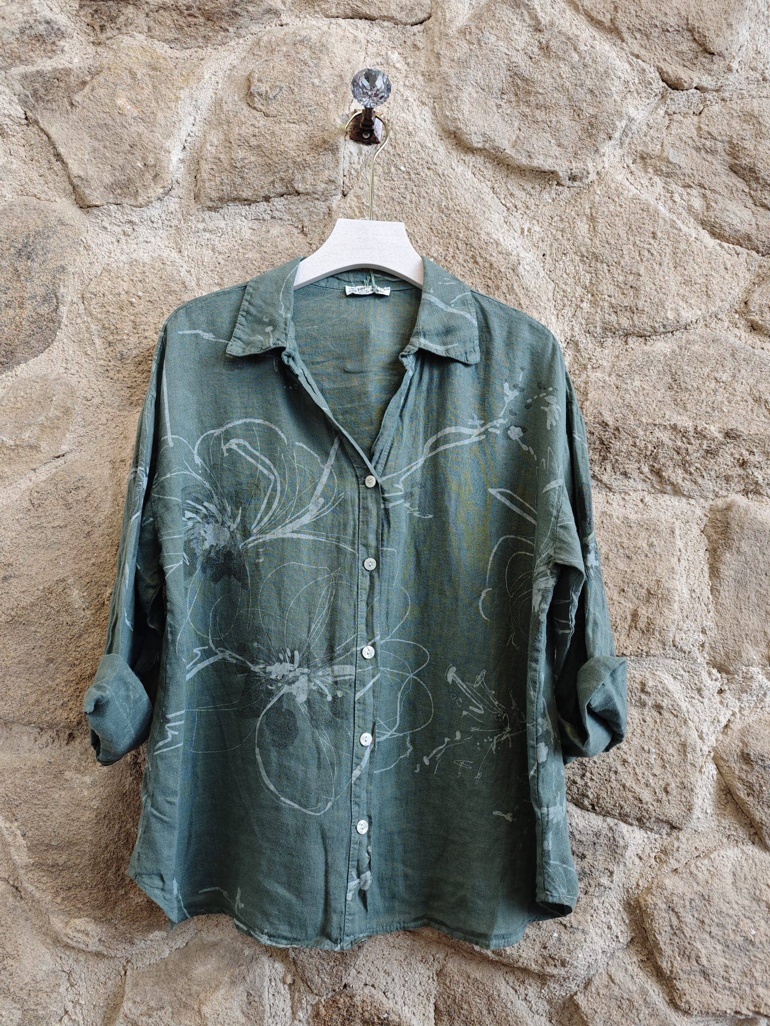 Ref-18255 PRINTED 100% LINEN SHIRT
