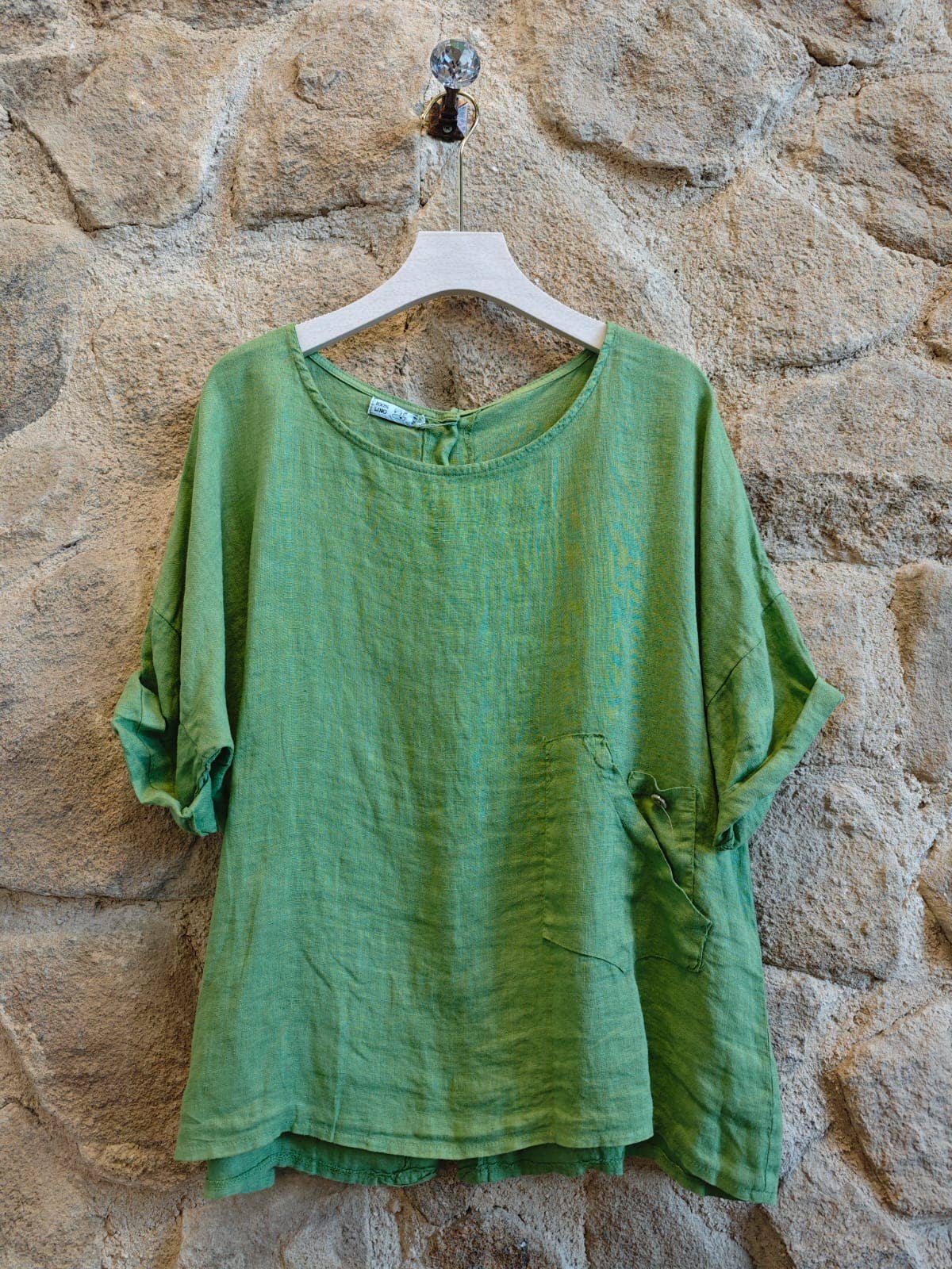 Ref-83773  100% LINEN   SIDE-TIE BLOUSE