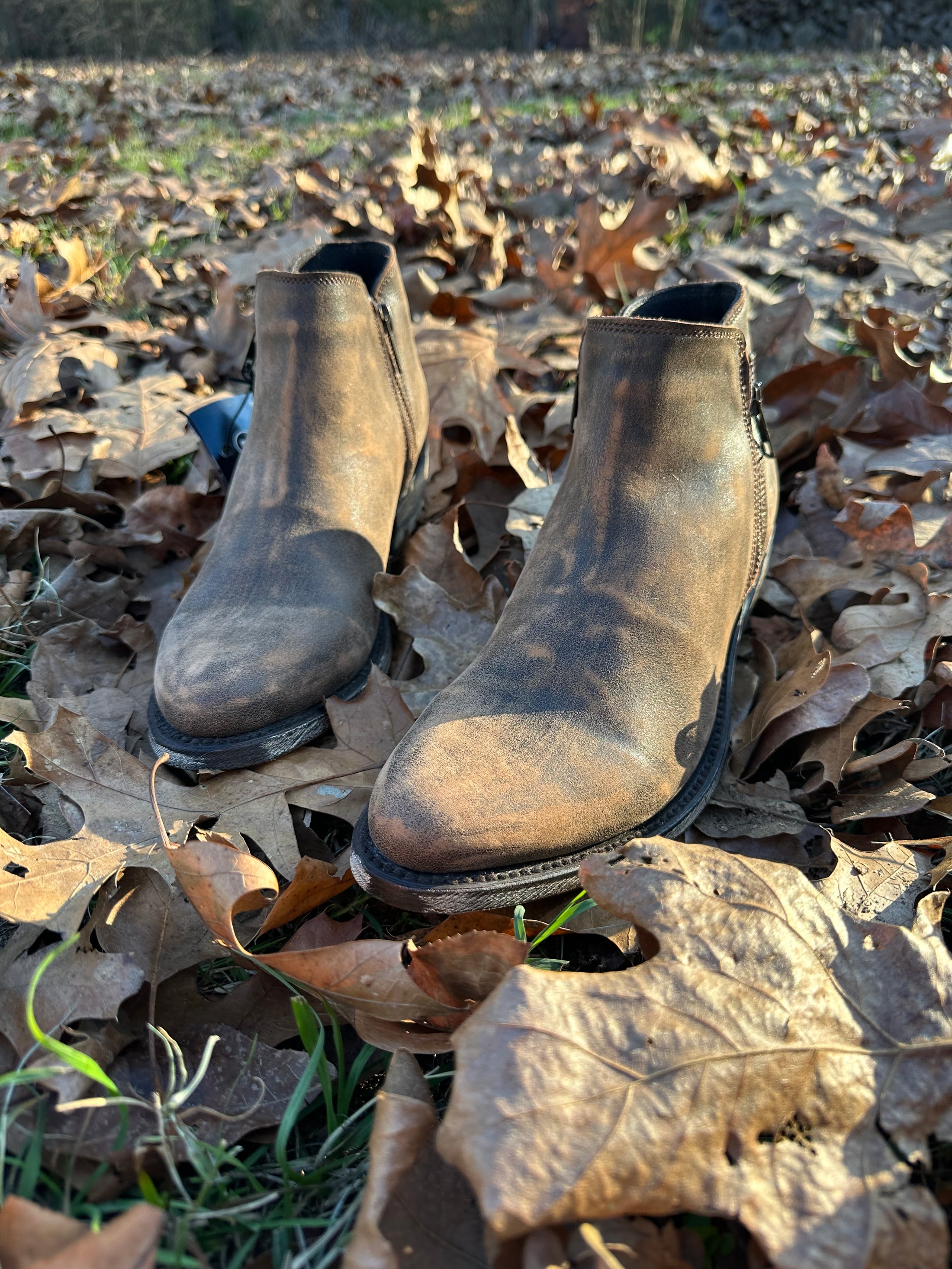 Liberty Black Ankle Boot in Distressed Brown