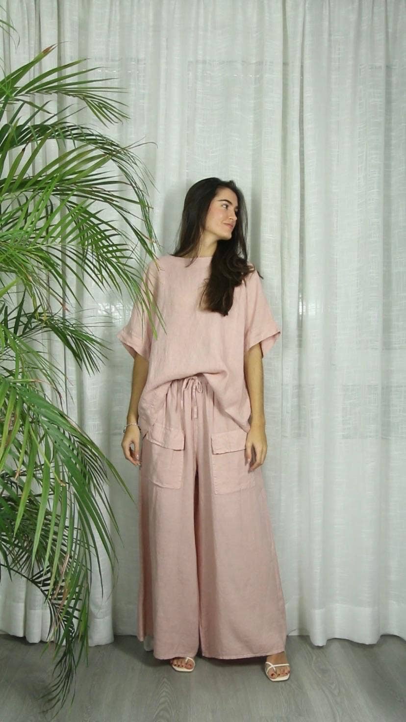Ref-17831 BOW BLOUSE 100% LINEN
