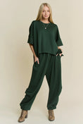 Load image into Gallery viewer, Solid Flowy Two-Piece Set — Cream, Black & Forest Green
