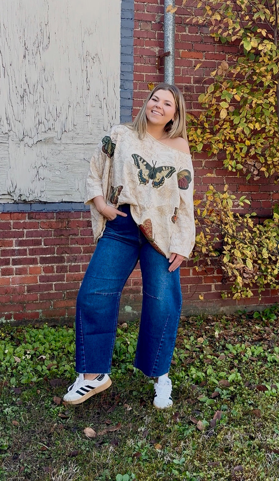 Dark Wash Barrel Jeans with Seams by Just Black Denim