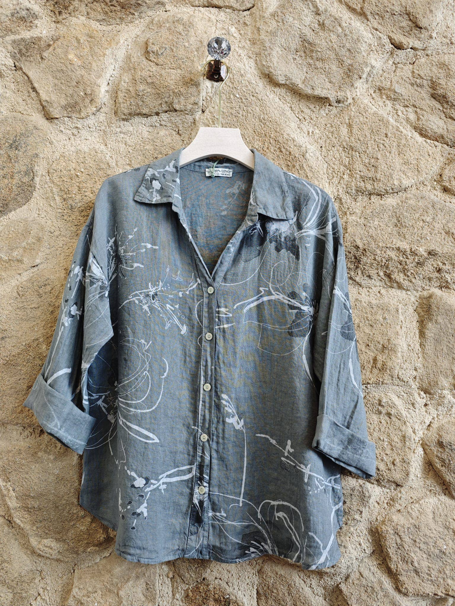 Ref-18255 PRINTED 100% LINEN SHIRT