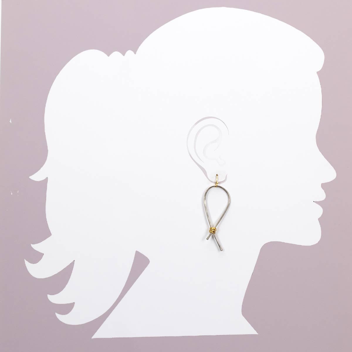Hand Forged Wire Loop Earring w Wire Wrapped Accent