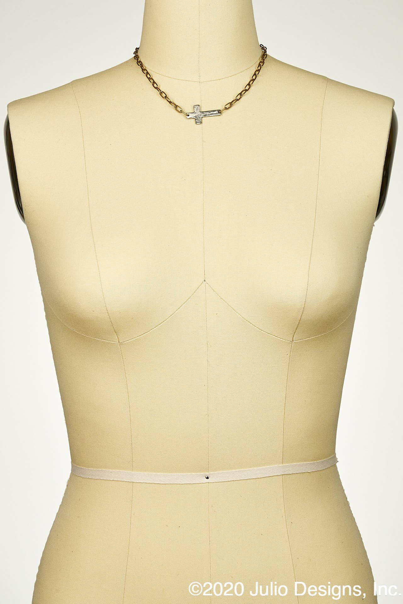 Hammered Cross on Paperclip Chain Necklace