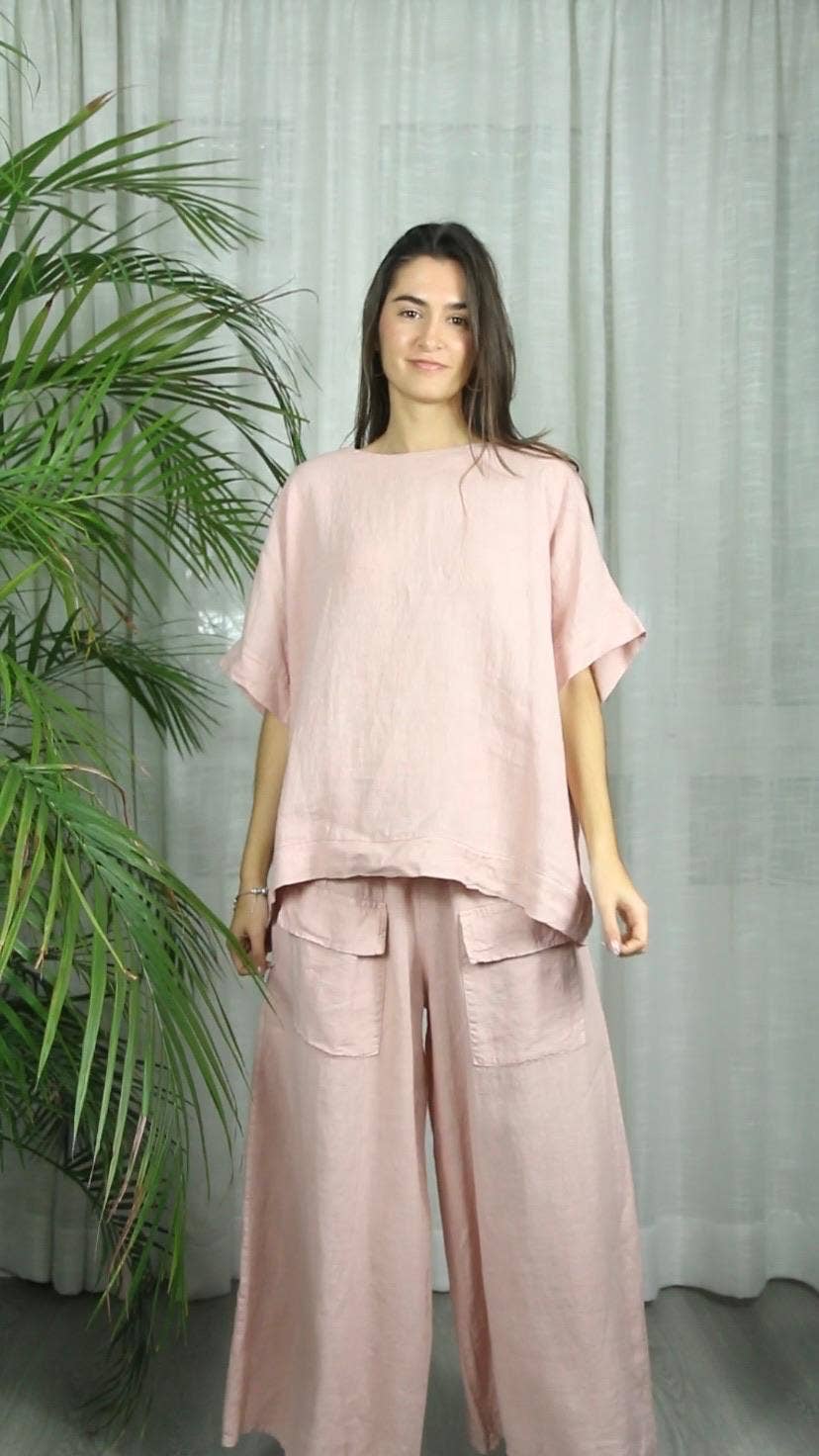 Ref-17831 BOW BLOUSE 100% LINEN