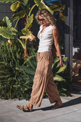 Load image into Gallery viewer, Striped Cotton Drawstring Harem Pants
