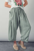 Load image into Gallery viewer, Striped Cotton Drawstring Harem Pants
