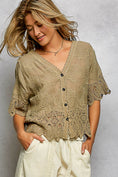 Load image into Gallery viewer, Crochet Trim Neckline Short Sleeve Jacket Top
