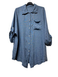 Load image into Gallery viewer, 29122 LINEN OVERSIZED BLOUSE WITH CHEST POCKET
