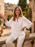 Load image into Gallery viewer, 29122 LINEN OVERSIZED BLOUSE WITH CHEST POCKET
