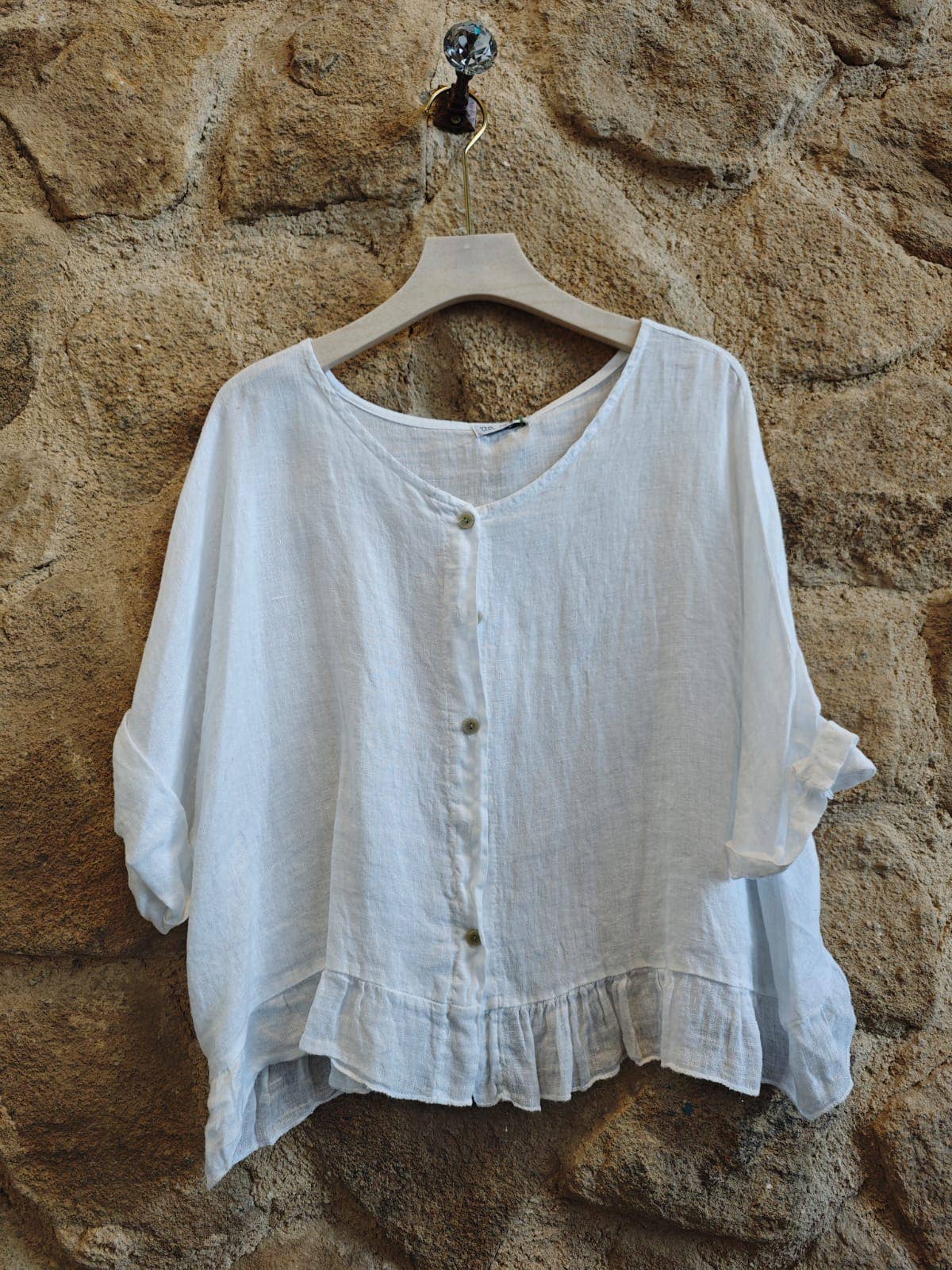 Ref-764 BASIC SHORT BLOUSE 100% LINEN