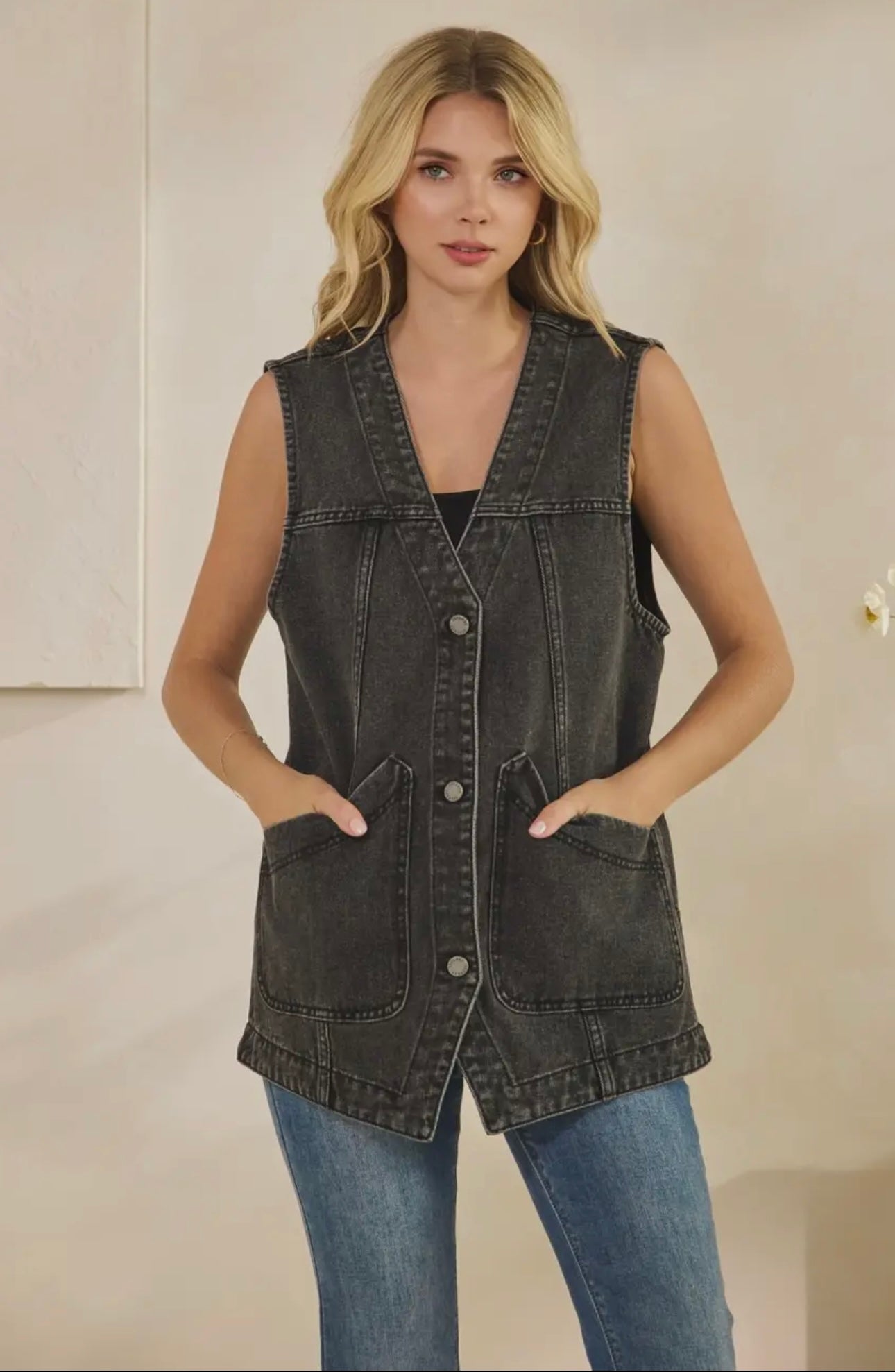 The Essential Everyday Vest — Denim & Black