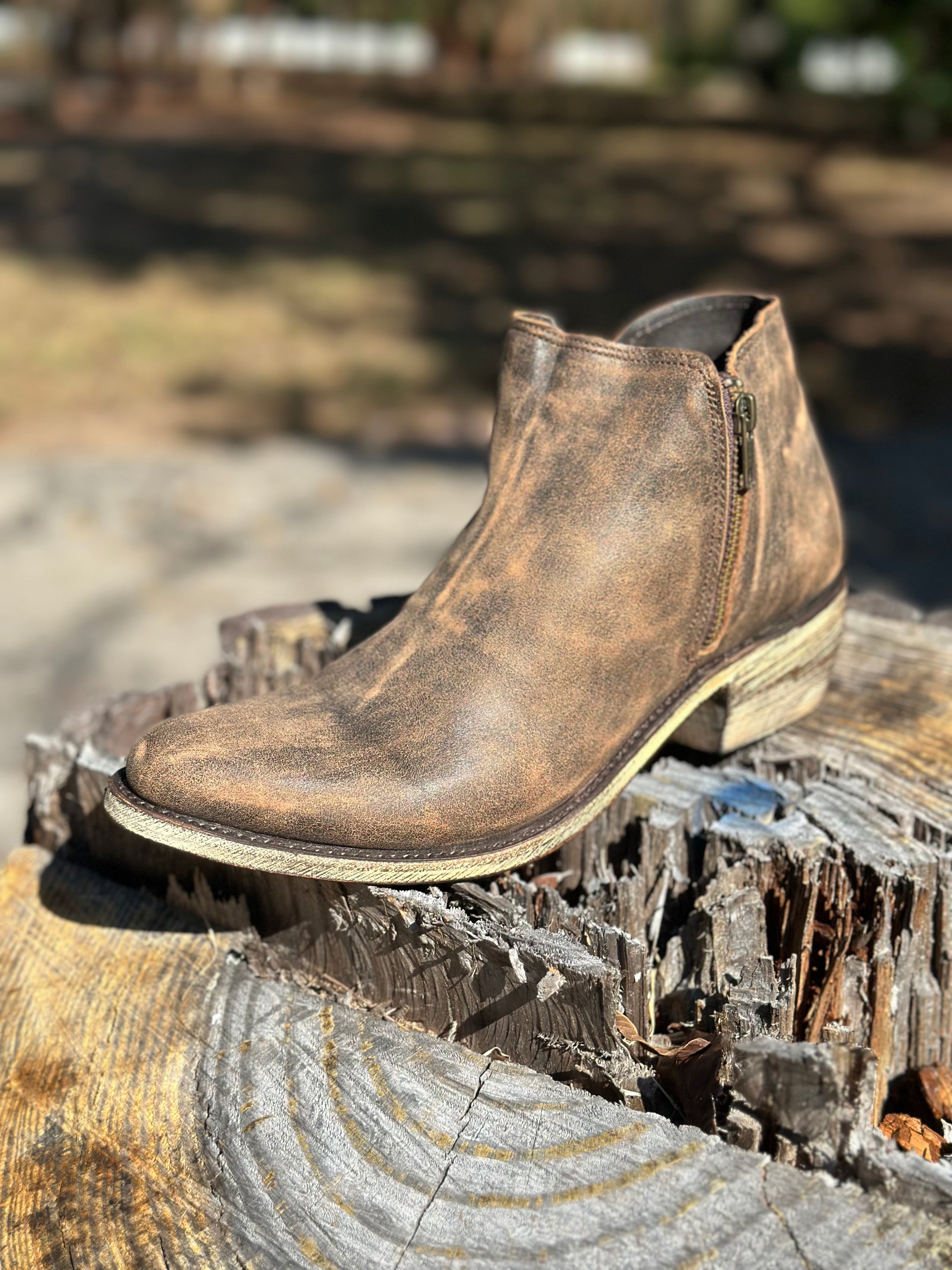 Liberty Black Ankle Boot in Distressed Brown