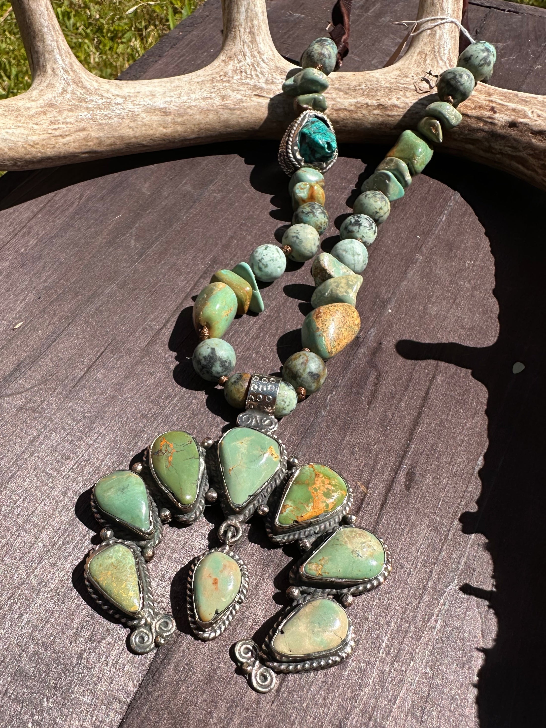 Handmade Turquoise & Stone Statement Necklace