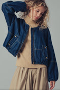 Load image into Gallery viewer, Chic Utility Zip-Up Denim Bomber Jacket
