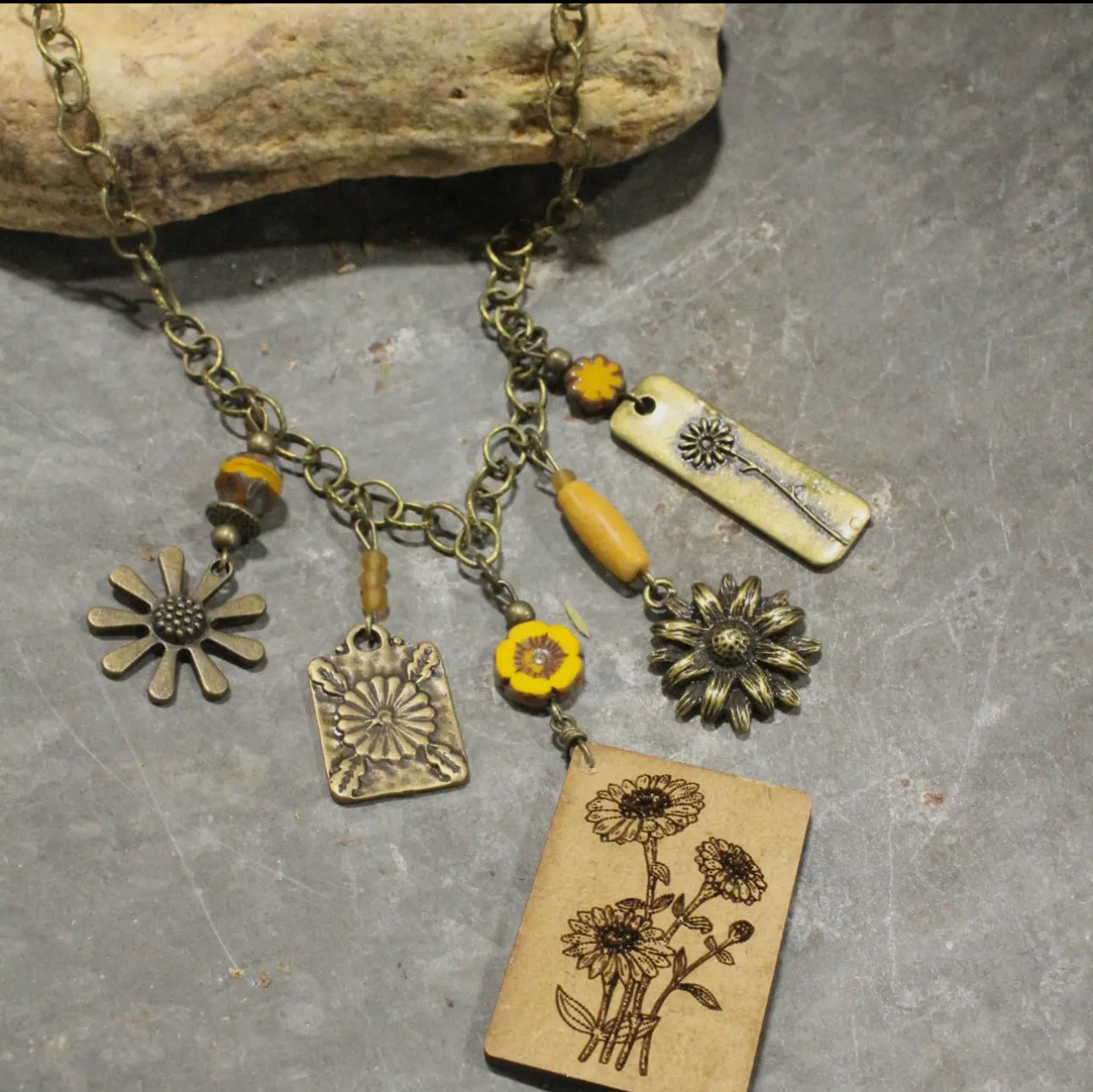 Daisy Days Mustard Flower Charming Necklace