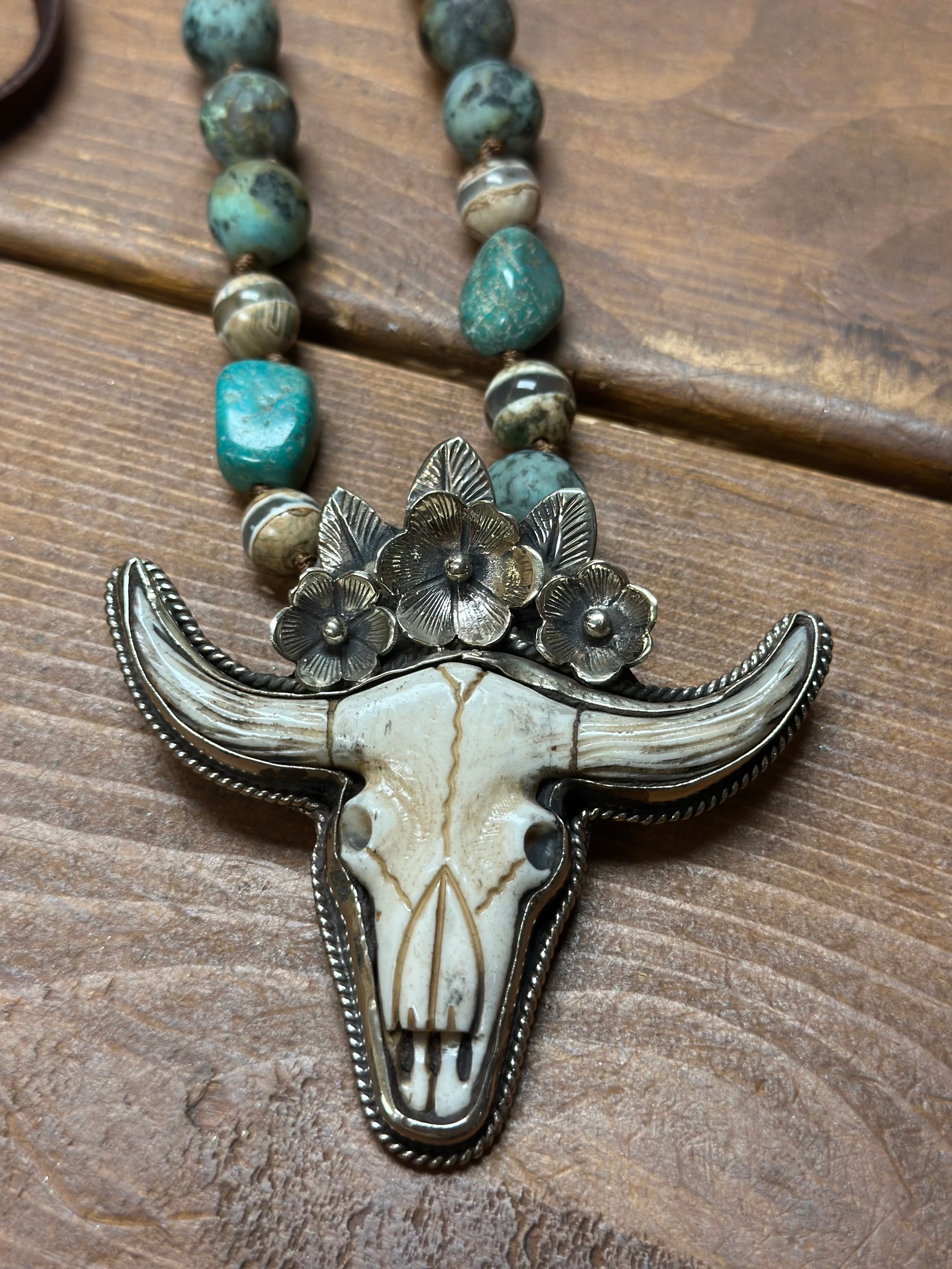 Hand-Carved Buffalo Skull Necklace