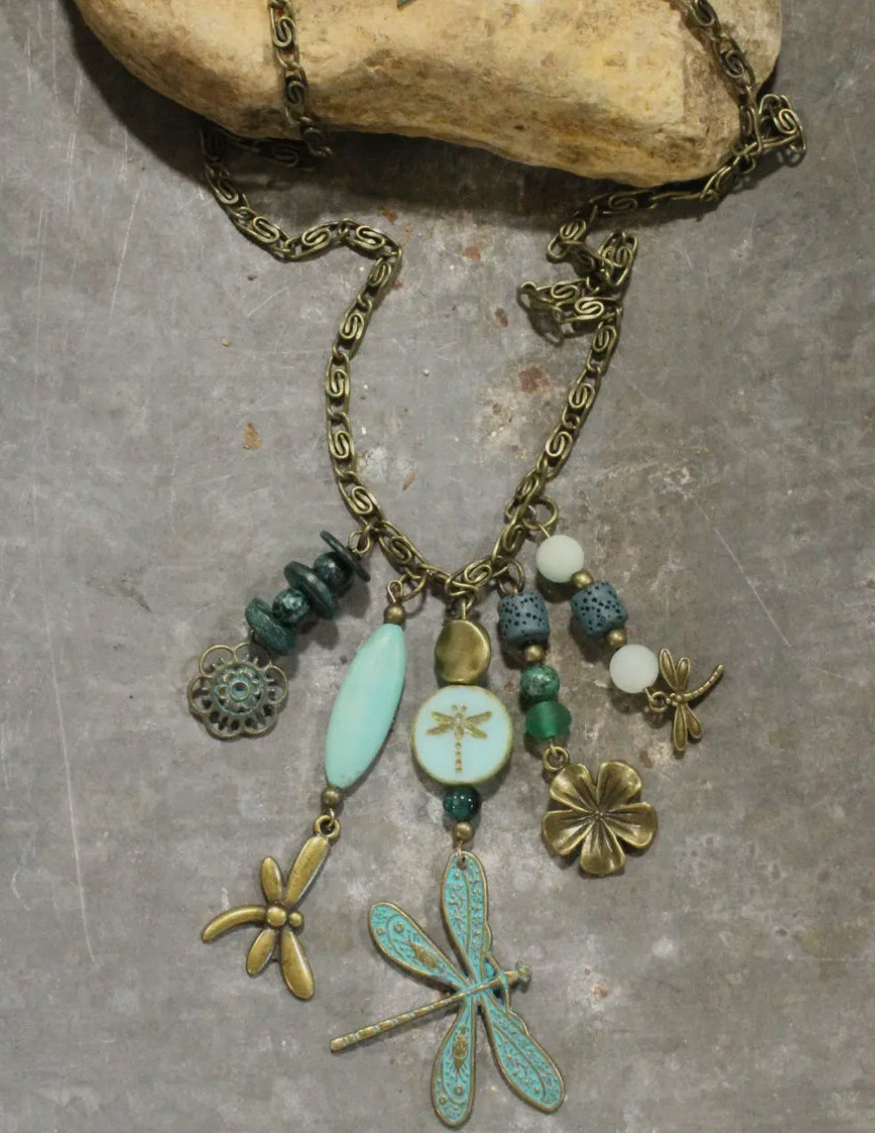 New Beginnings Dragonfly and Bronze Charmer Necklace