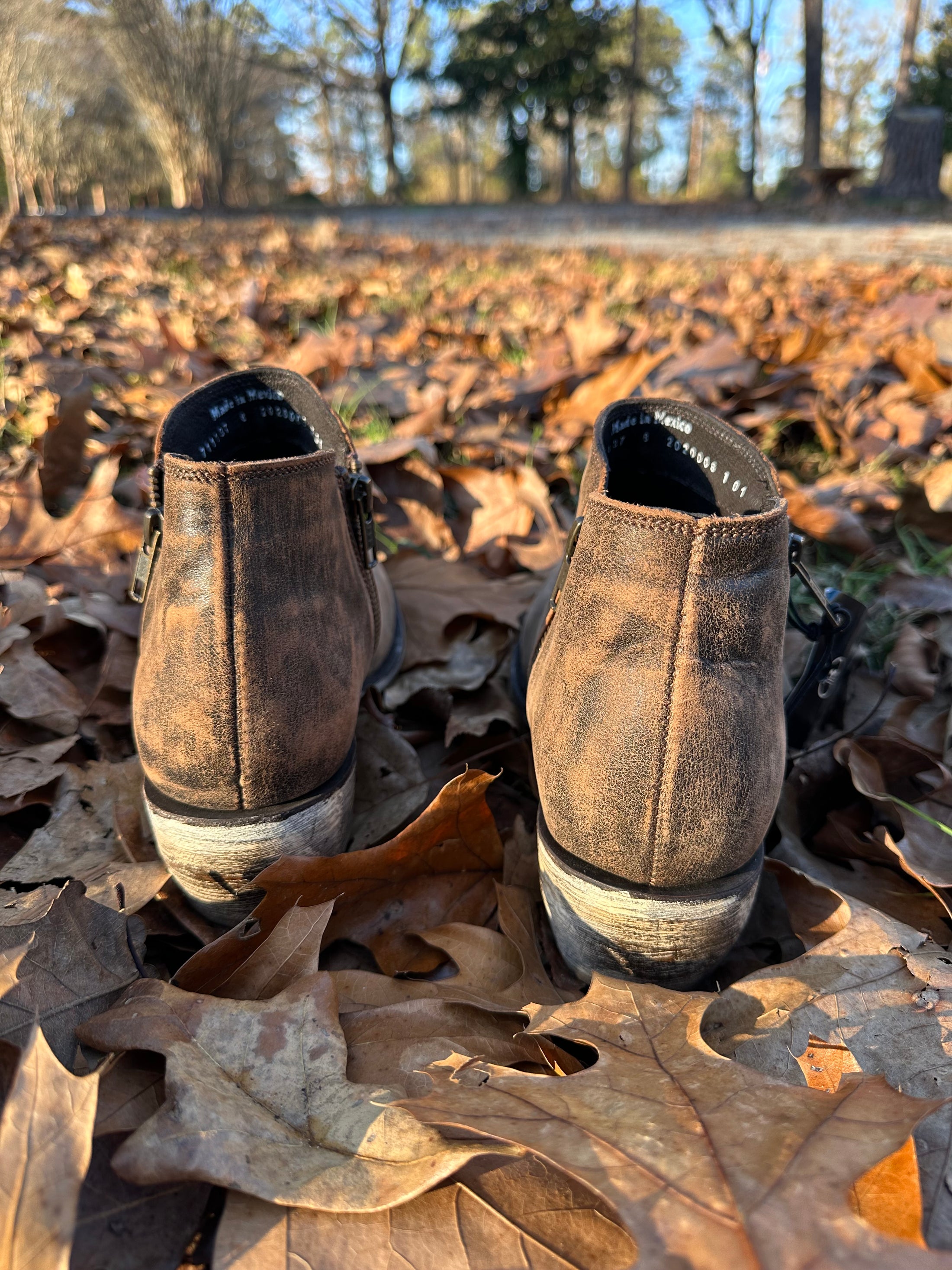 Liberty Black Ankle Boot in Distressed Brown