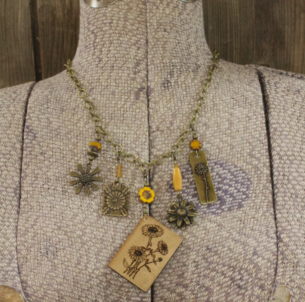 Daisy Days Mustard Flower Charming Necklace