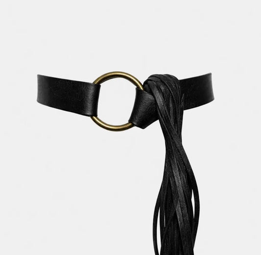 ADA Fringe Wrap Belt in Black