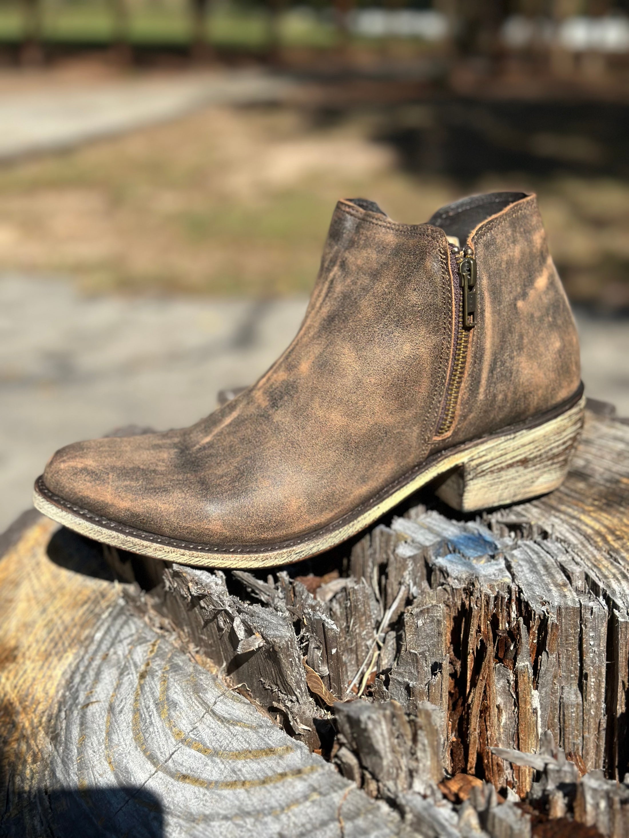 Liberty Black Ankle Boot in Distressed Brown