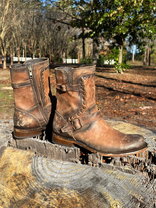 Liberty Black Distressed Leather Short Boot