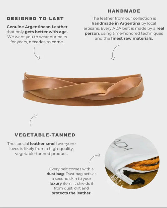 ADA Leather Wrap Belt Medium Width - Tan