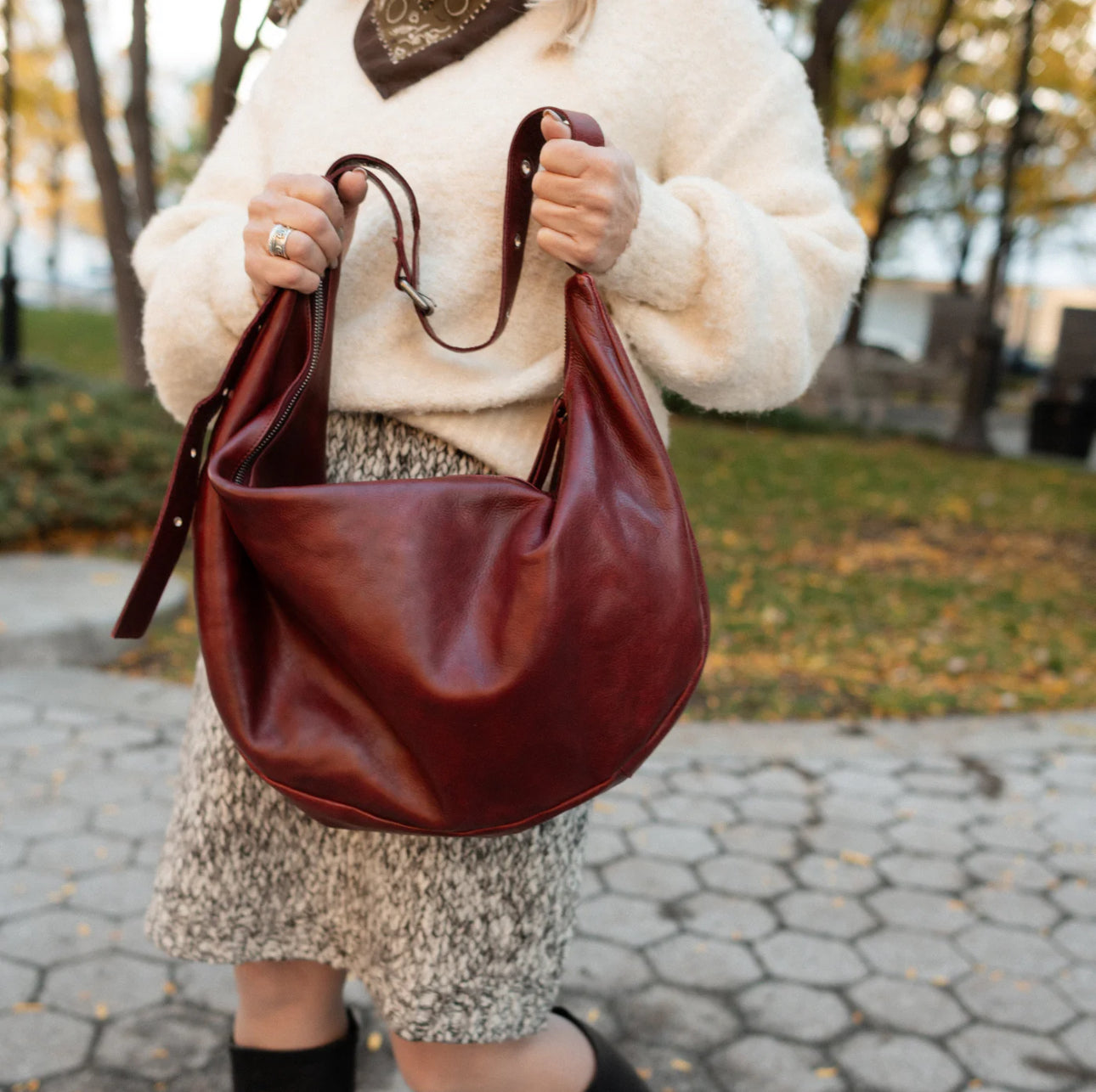 Cabo Oversized Leather Sling Bag by Latico - Oxblood