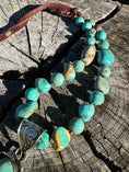 Load image into Gallery viewer, Hand Carved Horse Pendant Necklace- Turquoise & Leather
