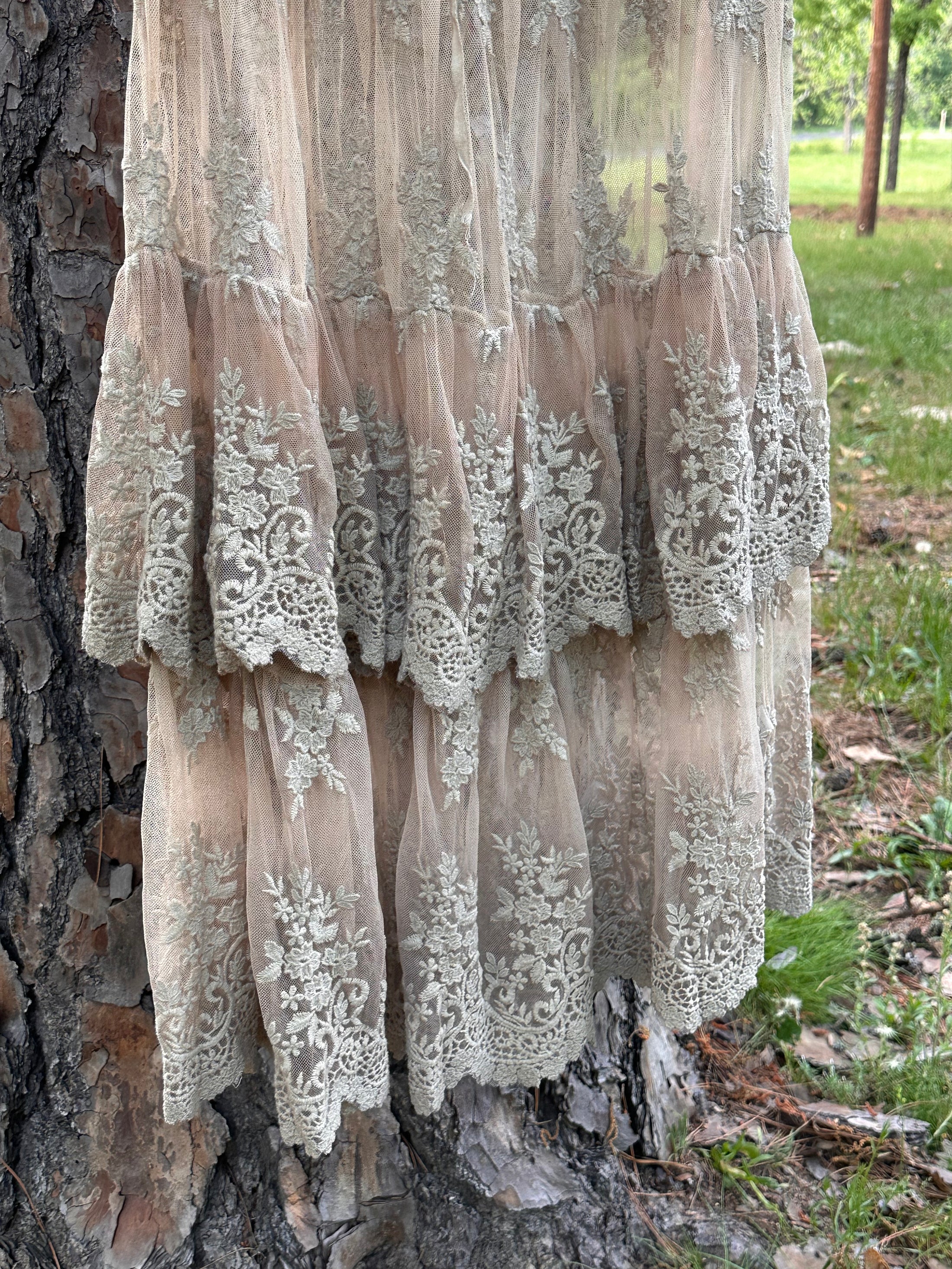 Lace skirt in oatmeal; sheer; layering lace skirt by Jaded Gypsy