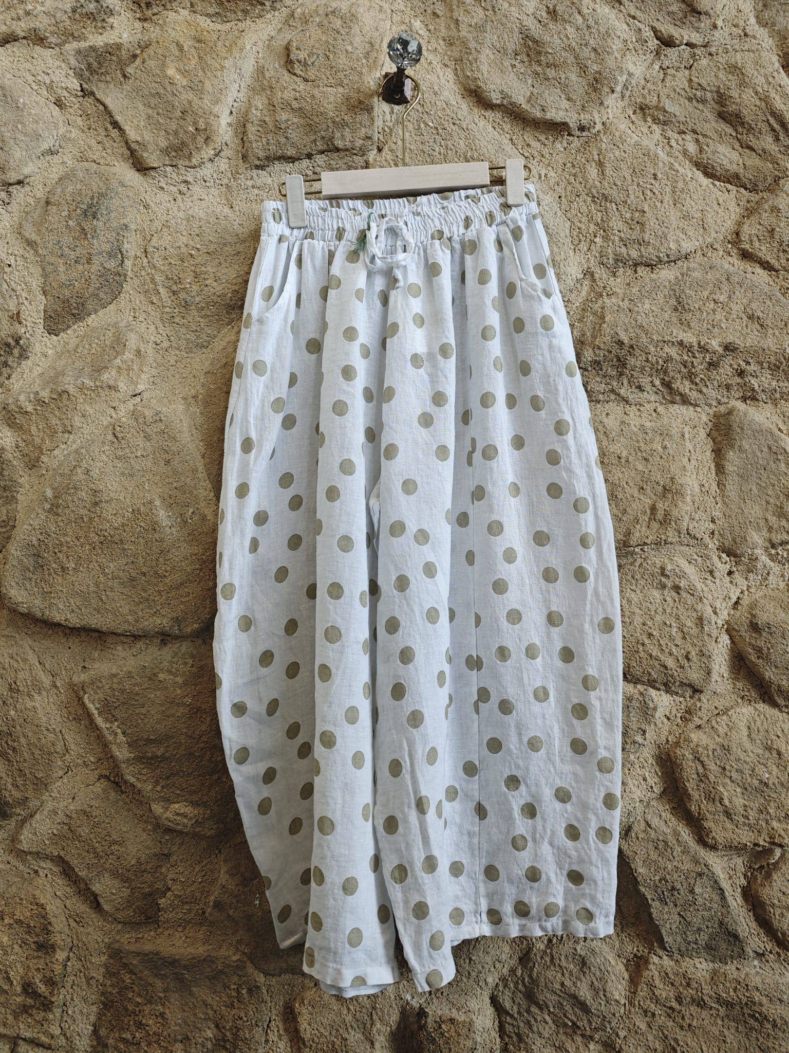 Polka Dot Linen Pants