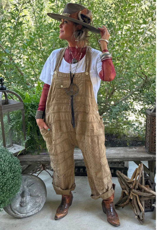 Travels Awaits Overalls in Olive by Jaded Gypsy
