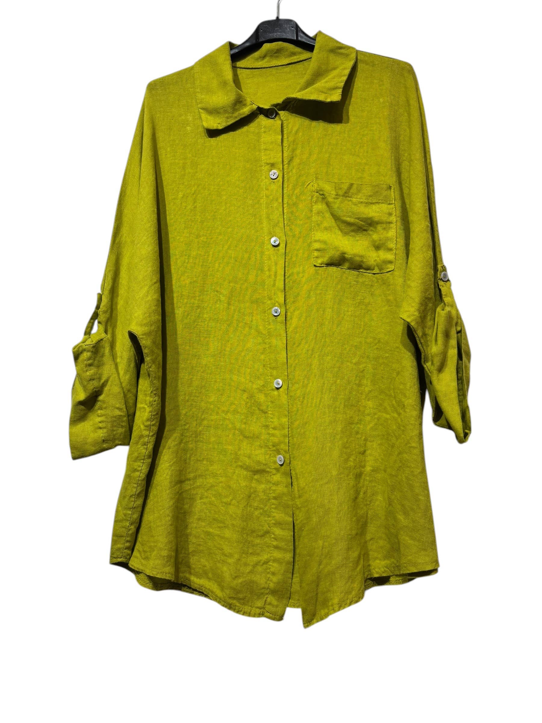 29122 LINEN OVERSIZED BLOUSE WITH CHEST POCKET