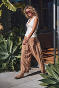 Load image into Gallery viewer, Striped Cotton Drawstring Harem Pants
