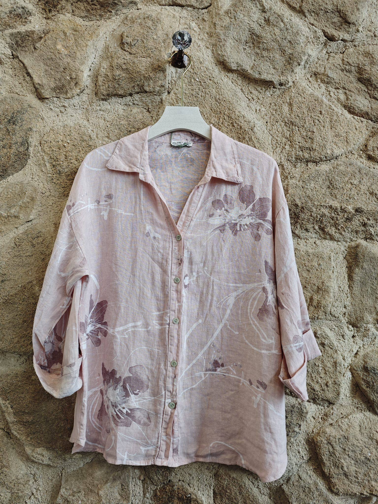 Ref-18255 PRINTED 100% LINEN SHIRT