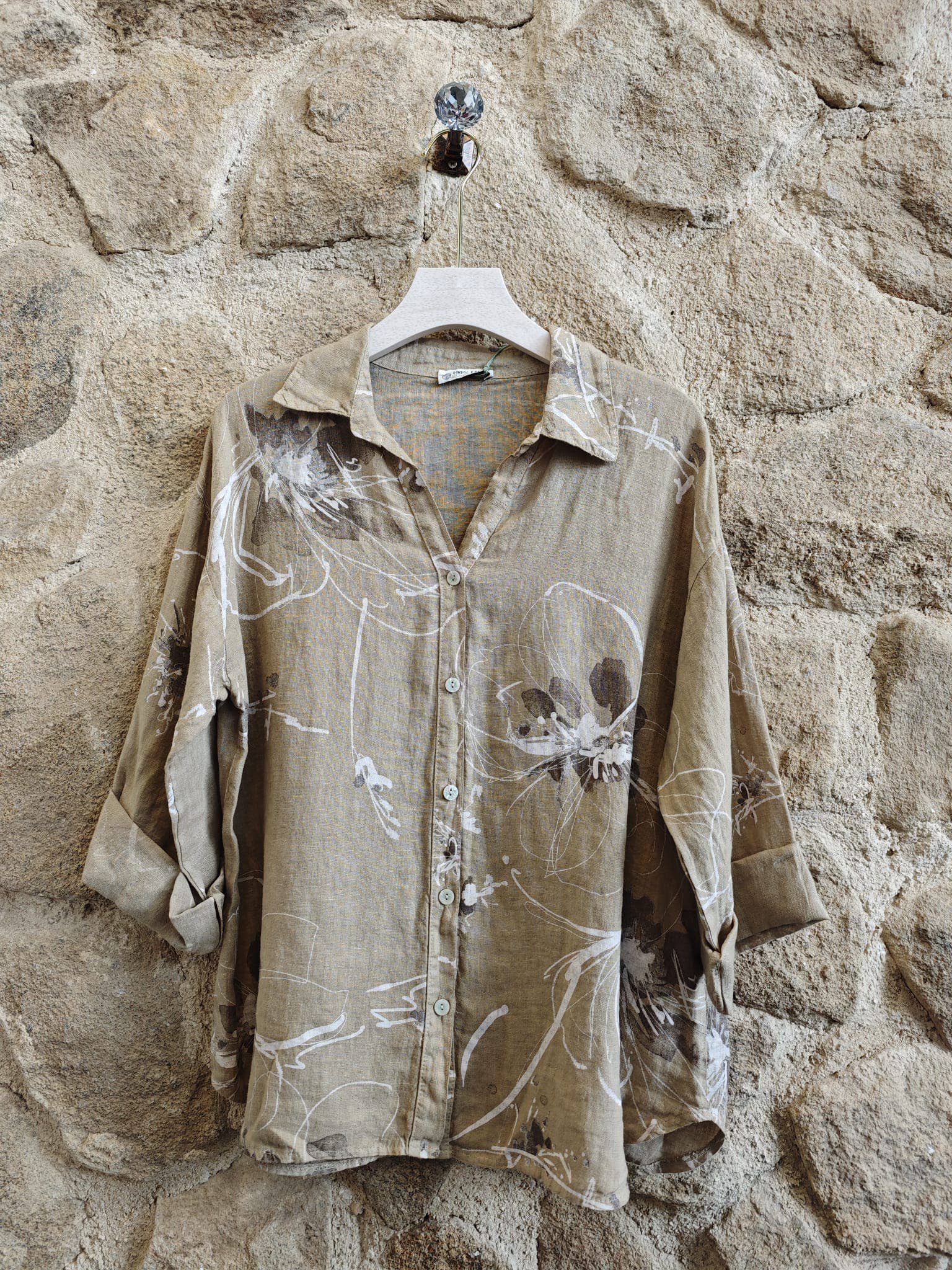 Ref-18255 PRINTED 100% LINEN SHIRT