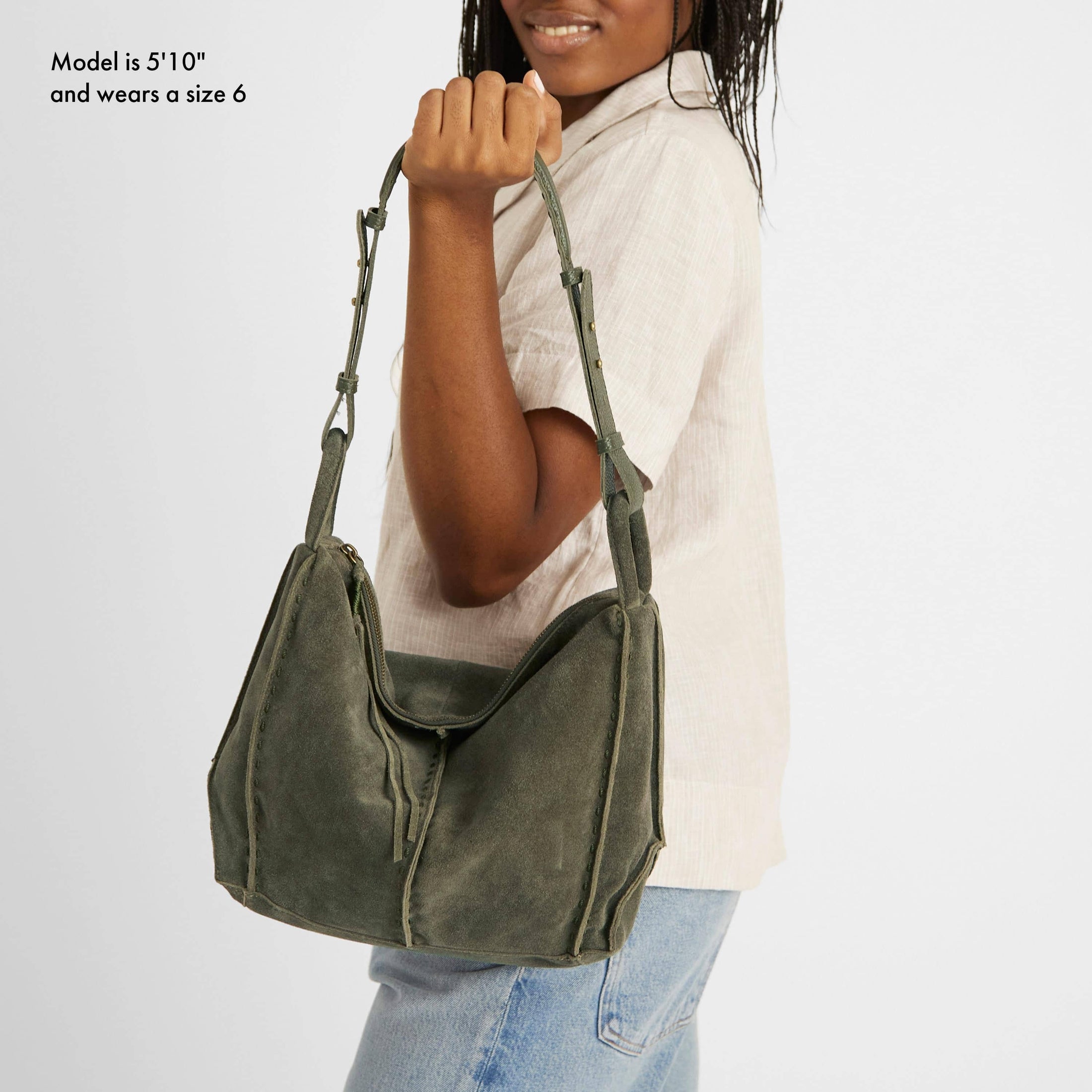 Los Feliz Hobo - Leather - Moss Suede