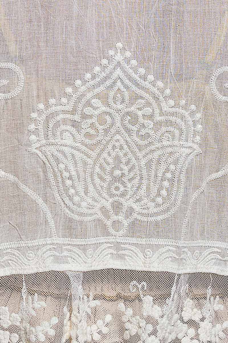 1/2 Sleeve Lace Ruffle Trim Opening Solid Crochet Cardigan