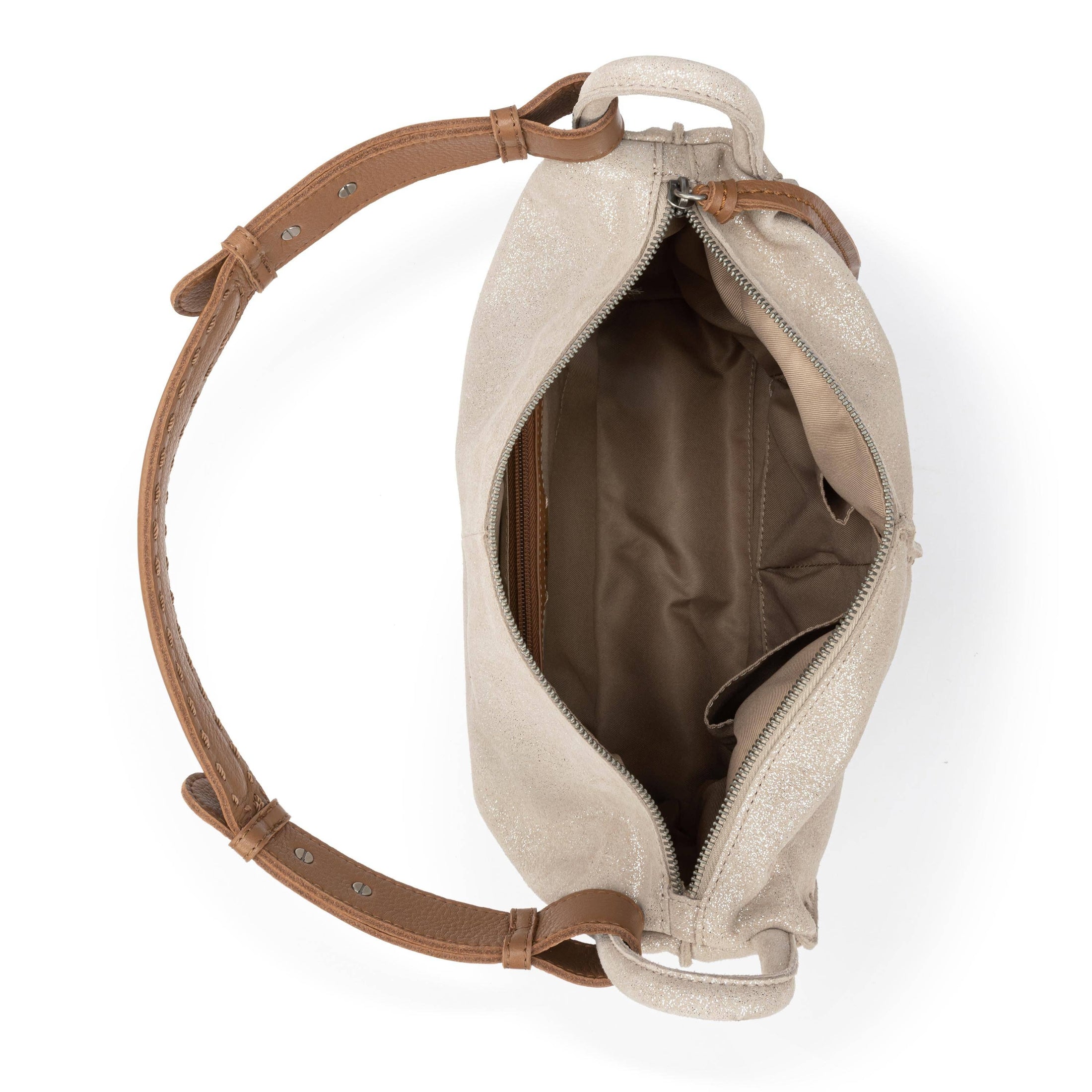 Los Feliz Hobo - Leather - Sand Sparkle Suede