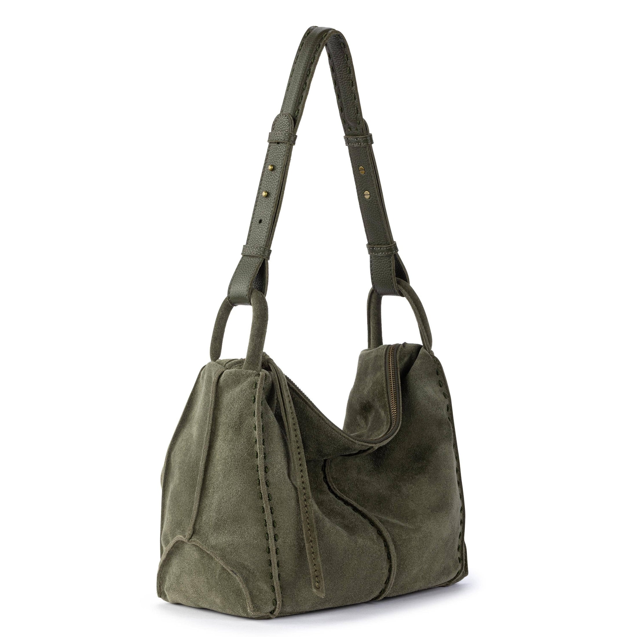 Los Feliz Hobo - Leather - Moss Suede