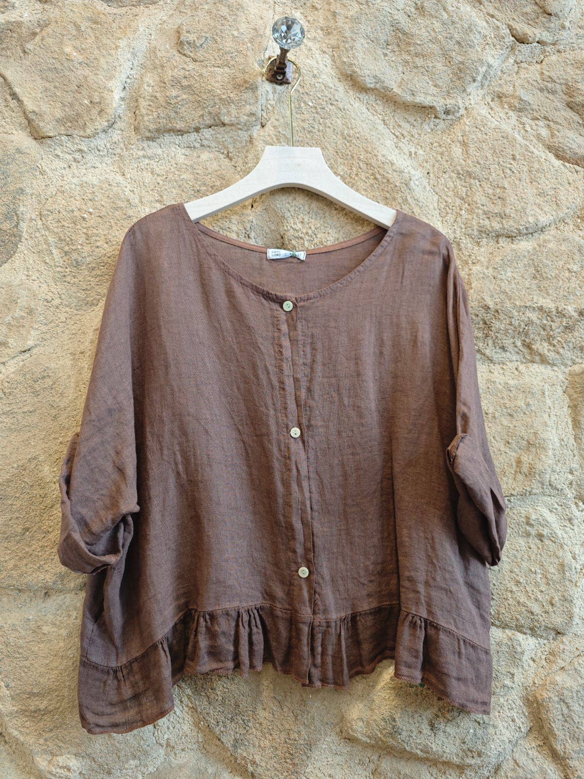 Ref-764 BASIC SHORT BLOUSE 100% LINEN