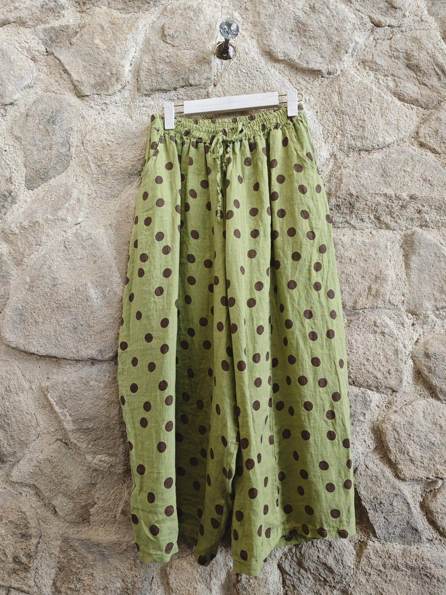 Polka Dot Linen Pants