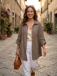 Load image into Gallery viewer, 29122 LINEN OVERSIZED BLOUSE WITH CHEST POCKET
