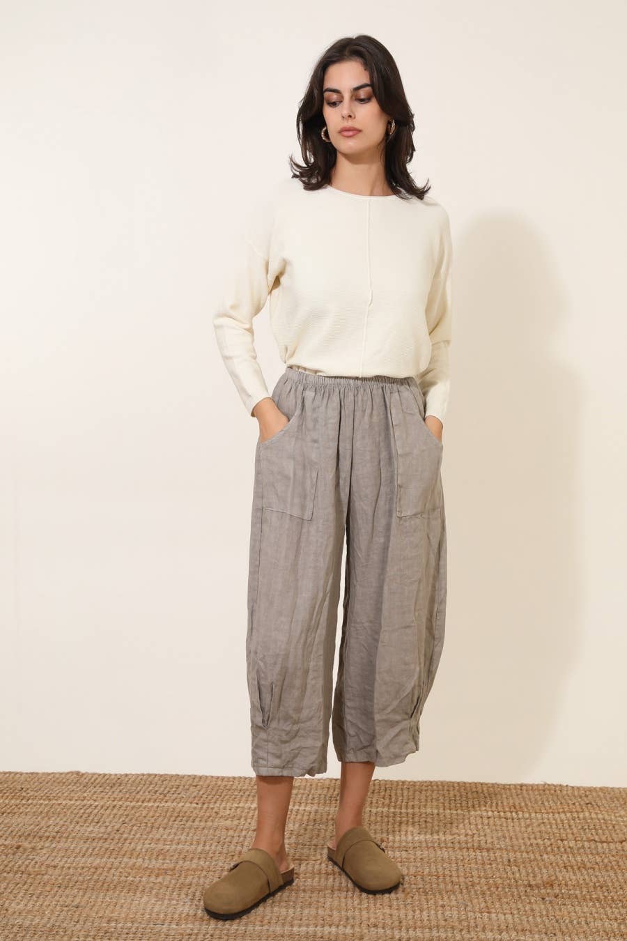 3536 PLUS SIZE TROUSER 100% LINEN