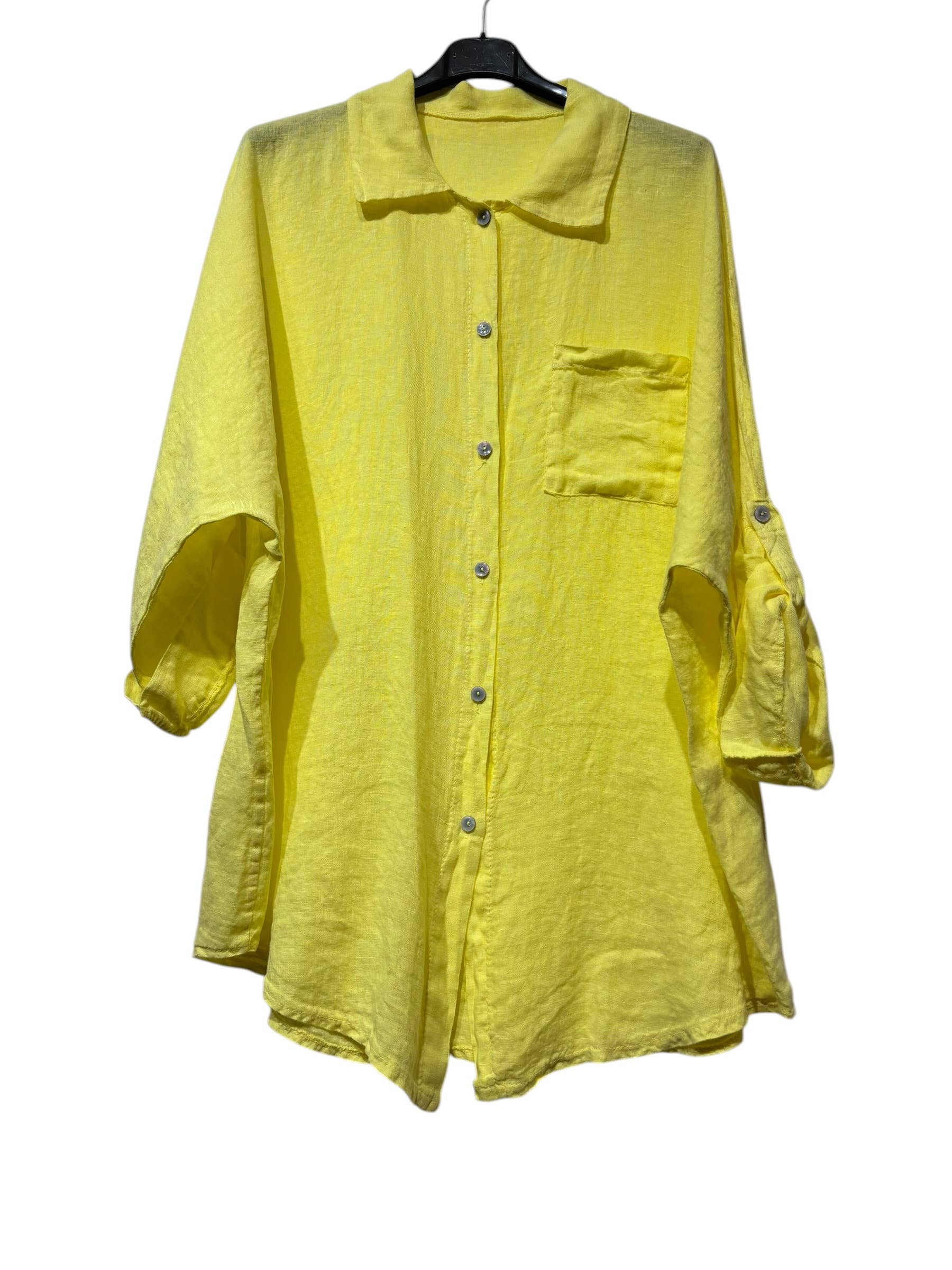 29122 LINEN OVERSIZED BLOUSE WITH CHEST POCKET