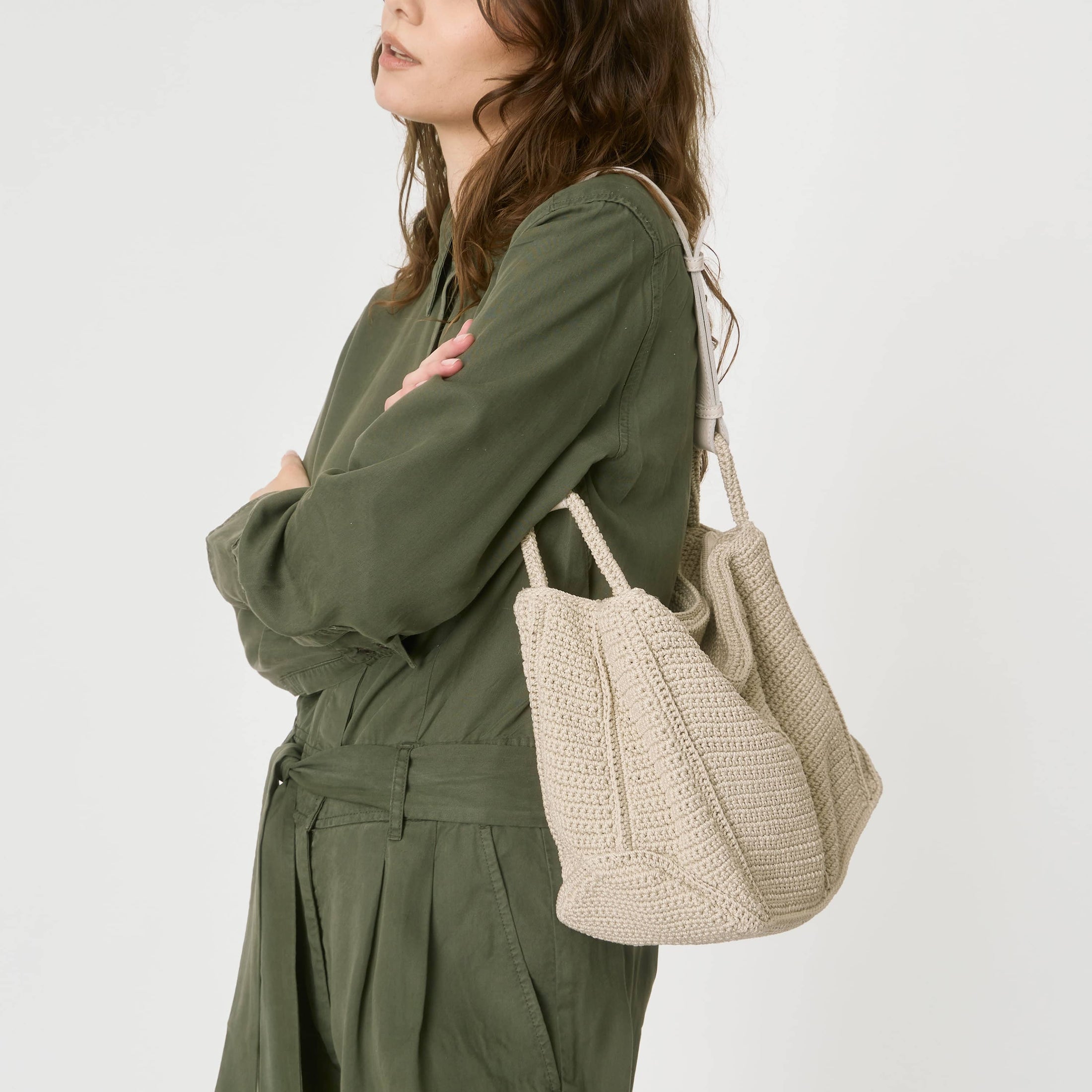 Los Feliz Hobo - Leather - Sand Sparkle Suede